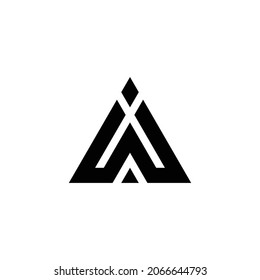 Monograma de la letra del logotipo WX con plantilla de diseño de forma triangular aislada en fondo blanco