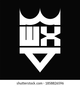 WX Logo monogram with crown shape isolated on Black background