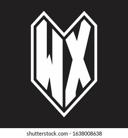 WX Logo monogram with emblem line style isolated on black background