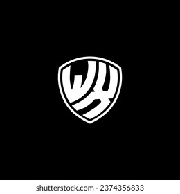 Estilo de emblema monograma del logotipo WX con ideas de plantilla de diseño de forma de escudo