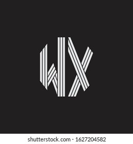 WX Logo monogram with outline style linked isolated on black background