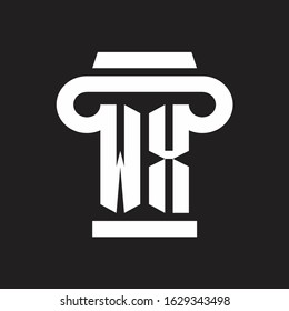 WX Logo monogram with pillar style design template