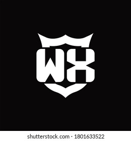 WX Logo monogram with shield around crown shape design template