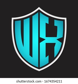WX Logo monogram with shield shape isolated blue colors on outline design template