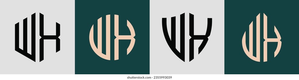 WX modern initial letter logo design vector bundle. It will be suitable for which company or brand name start those initial.