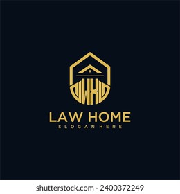 Logotipo inicial de monograma WX para lawhiener con diseño de hogar de forma