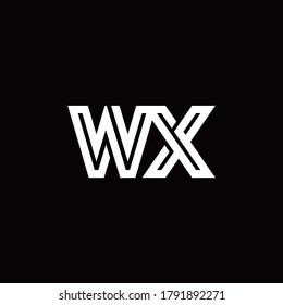 Logo de monograma WX con plantilla de diseño de línea abstracta