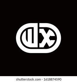 WX monogram logo with an oval style on a black background