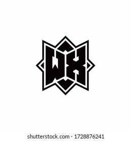 WX monogram logo with square rotate style outline design template