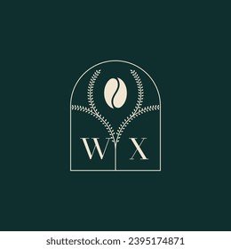 WX Unique and simple logo design combination of letters and coffee bean