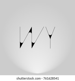 WY Black thin minimalist LOGO Design with Highlight on Gray background.