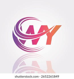 WY Creative Gradient Swirl Monogram Logo - Design moderno da marca da letra abstrata para a marca profissional e a identidade digital