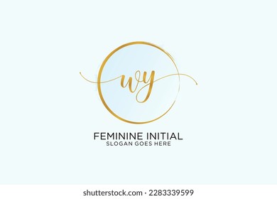 WY handwriting logo with circle template vector signature, wedding, fashion, floral and botanical with creative template.