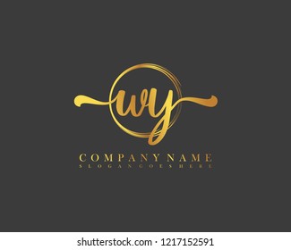 WY initial handwriting logo circle template vector