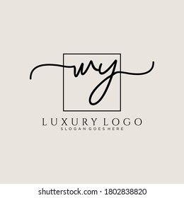 WY Initial handwriting logo template vector