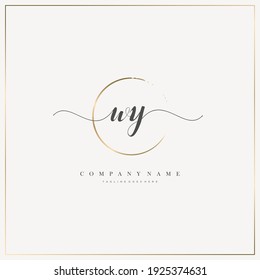 WY Initial Letter handwriting logo hand drawn template vector, logo for beauty, cosmetics, wedding, fashion and business