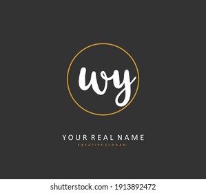 WY Initial letter handwriting and  signature logo. A concept handwriting initial logo with template element.