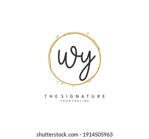 WY Initial letter handwriting and  signature logo. A concept handwriting initial logo with template element.