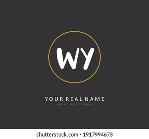 WY Initial letter handwriting and  signature logo. A concept handwriting initial logo with template element. 