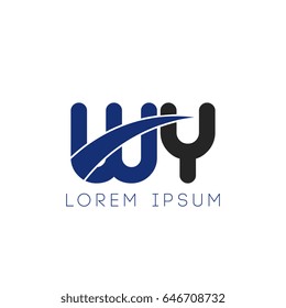 wy initial letter uppercase logo blue and black