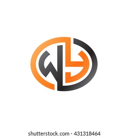 WY initial letters looping linked ellipse logo orange black