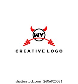 WY initial monogram for fitnes or gym logo with devil style design