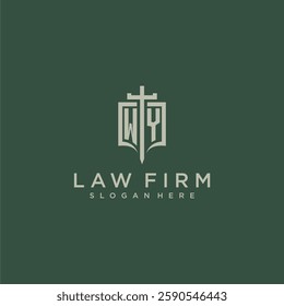 WY initial monogram for law firm with sword and shield logo image