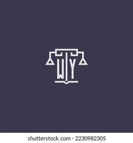 WY initial monogram for lawfirm logo with scales vector image