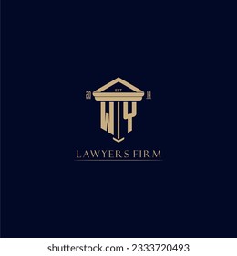 WY initial monogram lawfirm logo with pillar design