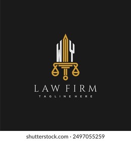 WY initial monogram for lawfirm logo with sword and scale