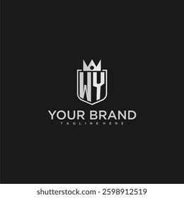 WY initial monogram shield and crown vector image