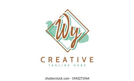 WY Initials, handwriting logo vector