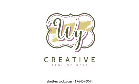 Iniciales WY, vector de logotipo de escritura a mano