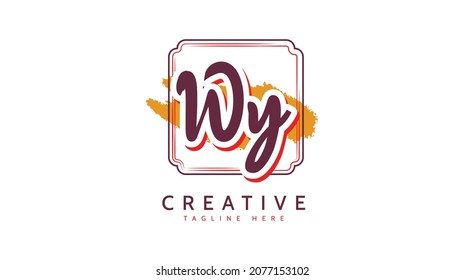 Wy Iniciales, vector de logotipo de escritura a mano
