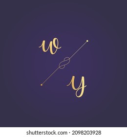 WY Initials letter alphabet watercolor logo branding set collection, Feminine logotype template in elegant artistic style. Feminine luxury logo design template.