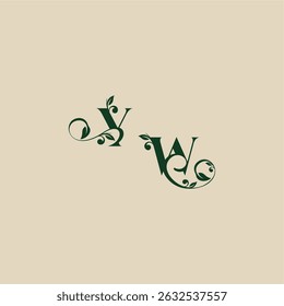 WY letter concept of elegant beautifull wedding organic logo with monogram and leaf