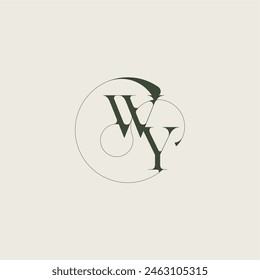 WY letter elegant line concept feminine wedding style beautifull monogram initial