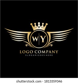WY Letter Initial with Royal Wing Logo Template.