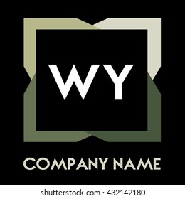 WY letters business logo creative  icon design template elements in abstract background logo, design identity in square with four colors, modern alphabet letters