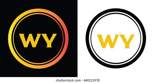 WY letters icon design template elements in abstract background logo, design identity in circle, alphabet letter