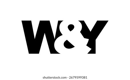 WY logo design in bold style. Black white identity symbol. Modern typography emblem. Corporate branding icon. Minimal business template.