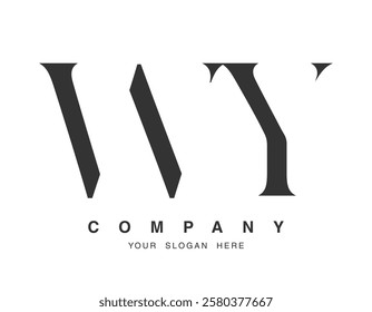 WY logo design. Initial letter w and y serif font style. Creative classic company name typography. Trendy logotype or identity. Vector illustration.