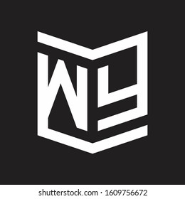 WY Logo Emblem Monogram With Shield Style Design Template Isolated On Black Background