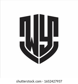 WY Logo monogram with emblem shield shape design isolated on white background