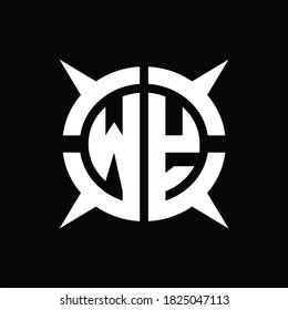 WY Logo monogram with four pieces circle slice design template on Black Background
