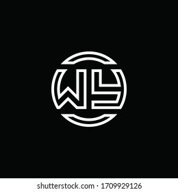 WY logo monogram with negative space circle rounded design template