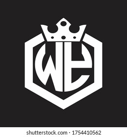 WY Logo monogram rounded by hexagon shape with crown design template