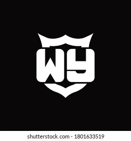 WY Logo monogram with shield around crown shape design template
