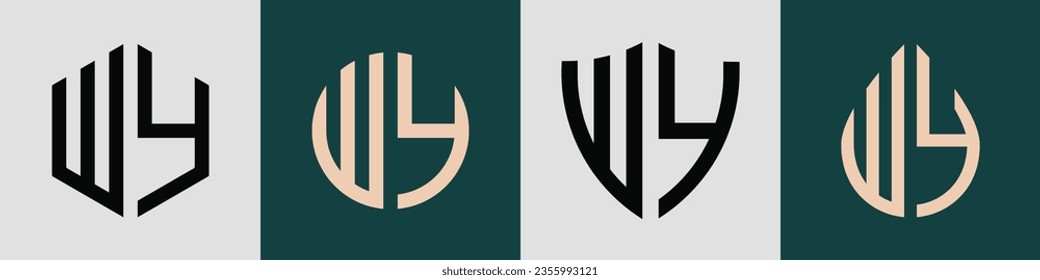 WY modern initial letter logo design vector bundle. It will be suitable for which company or brand name start those initial.