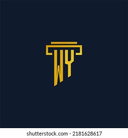 WY monogram initial logo for lawfirm with pillar design